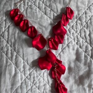 Elegant Red Petal Necklace BNWOT
